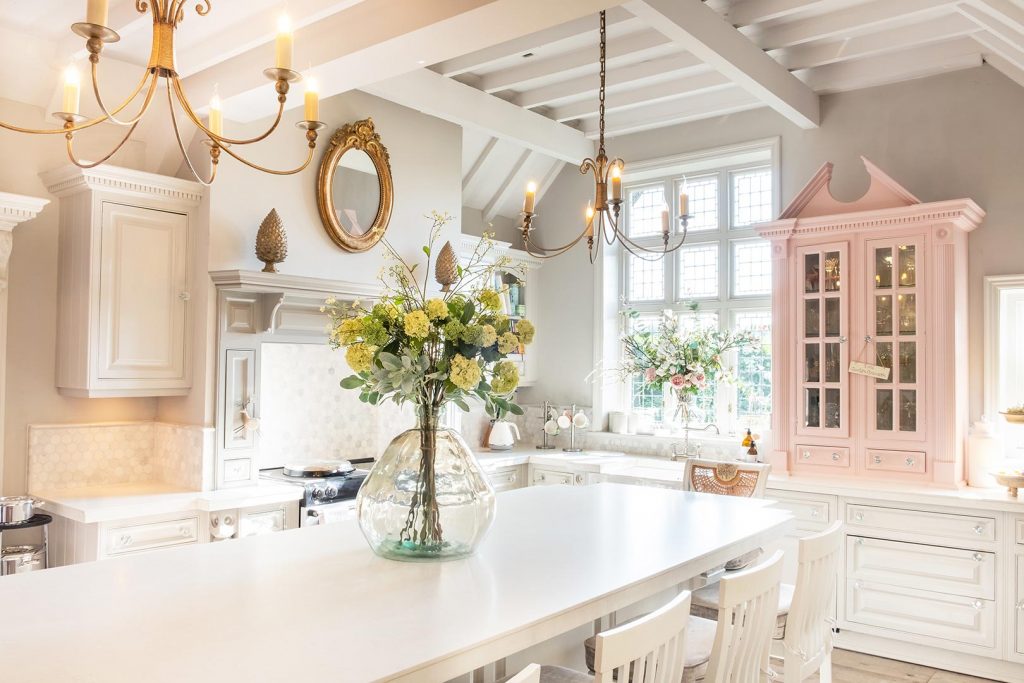 Arts & Crafts Kitchen with Faux Flower Arrangements