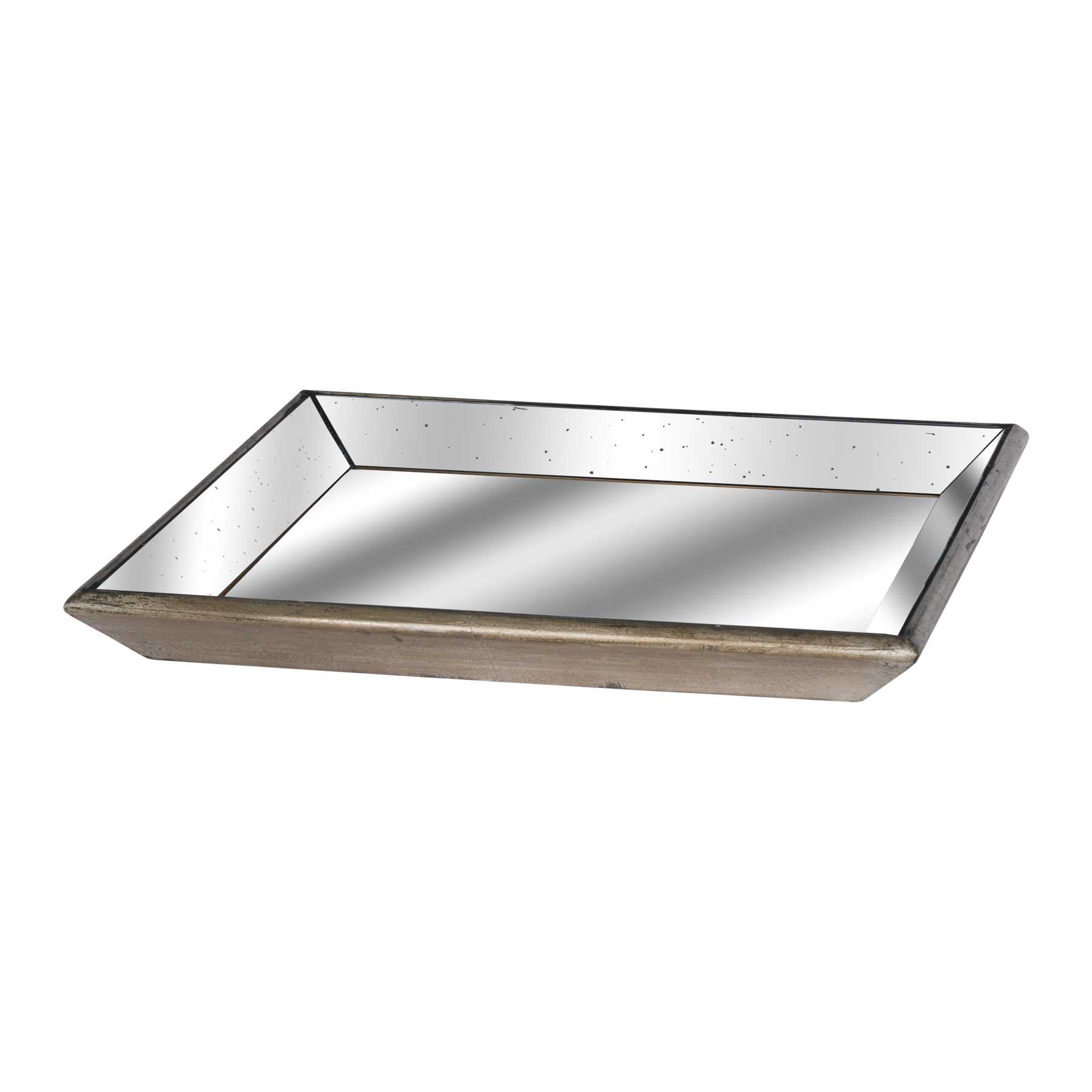 Astor Distressed Mirrored Square Tray W/Wooden Detailing Lge From Anita Jones Interior Styling