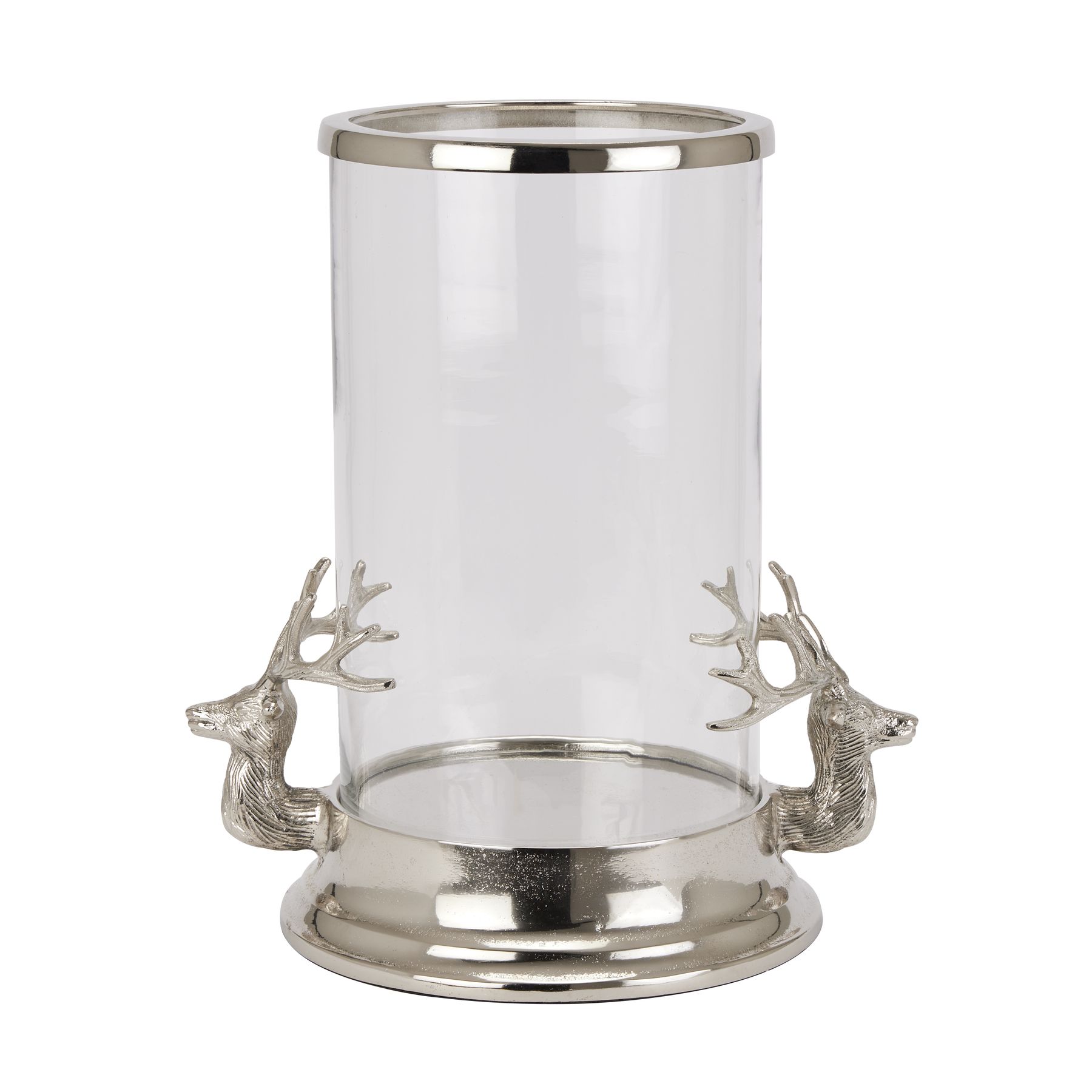 Silver Stag Heads Hurricane Lantern From Anita Jones Interior Styling