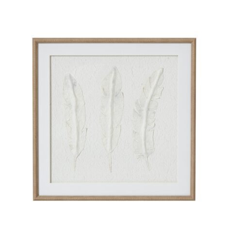 Solli White Feathers Art Mounted In Beaded Frame